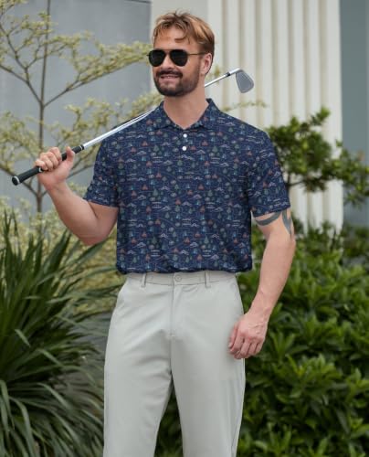 Men‘s Golf Shirt Funny Polo Shirts Short Sleeve Golf Polo Shirts Gifts Print Shirts - color: 618style-26-poa-1, size: Medium