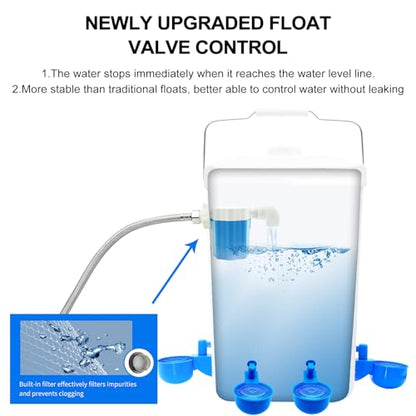 Automatic Chicken Waterer Float Controlled, 3 Gallons Poultry Waterer Dispenser with Hose Attachment, Poultry Automatic Drinking Accessories for Chicks, Duck, Goose, Turkey - size: 3 Gallon with water cup