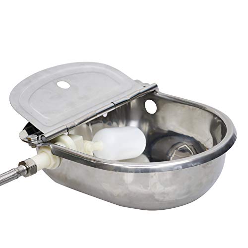 Automatic Water Trough Dog Feeder Bowl with 39" Length Pipe & Float for Cattle Horse Goat Sheep Animals Stainless Pet Livestock Tool