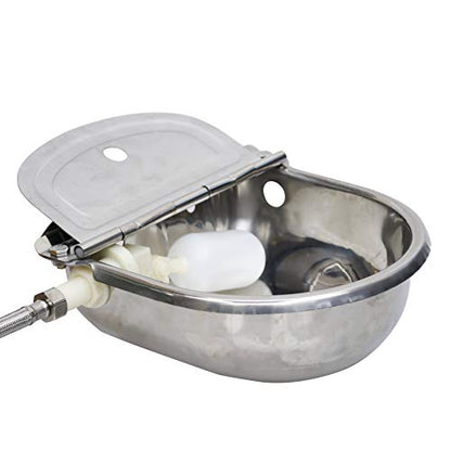 Automatic Water Trough Dog Feeder Bowl with 39" Length Pipe & Float for Cattle Horse Goat Sheep Animals Stainless Pet Livestock Tool