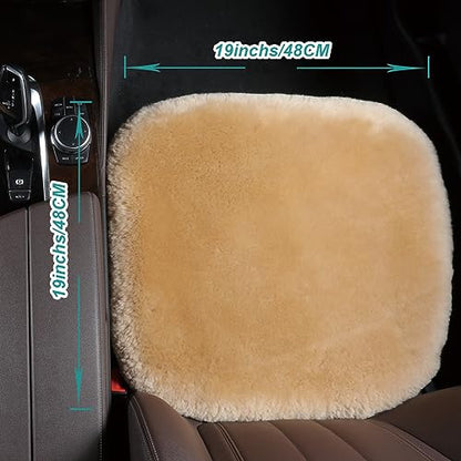 OGLAND 2 Pack Fuzzy Sheepskin Car Seat Covers for Soft Fur Wool Cushions - color: Honey Beige