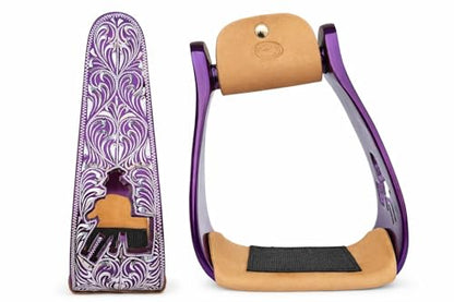 CHALLENGER Horse Saddle Western Riding Aluminum Stirrups Roper Angled Slanted Pair 51151v - color: Barrel Racer Purple