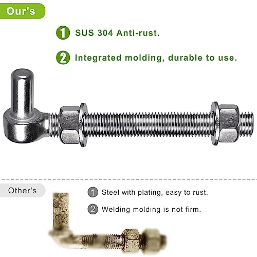 Insaga M16x 6'' J-Bolt Gate Hinge, 304 Stainless Steel J-Bolt Post Hinge for Farm Gate, 5/8" Male Pin J-Bolt Hinge for Chain Link Fence Gate, Gate Hinges for Metal Gates (4Pcs) - color: M16-6''-4PCS