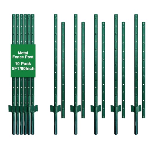 Fence Posts 5FT, 10pcs Heavy Duty Garden Stakes (Patchwork Style) - size: 5 Feet