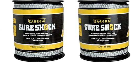 Zareba Heavy-Duty Sure Shock Polytape - 500 Foot x 1 inch - HDT500W1-Z - Heavy-Duty Polyatpe for Electric Fence (Pack of 2) - size: (Pack of 2)