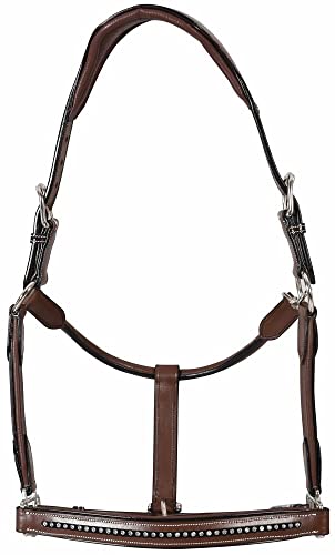 Henri de Rivel Ergonomic Premium Leather Padded Crystals Halter - Australian Nut - Oversize - color: Australian Nut, size: Oversize