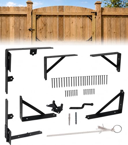 Anti Sag Fence Gate Kit Heavy Duty Gate Corner Brace Bracket | Gate Hardware Kit with Latch and Hinges for Wooden Fences, Driveway Gates, Shed Doors, Corral Gates, Wood Windows - style: 1 Set