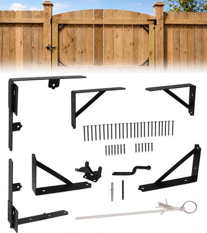 Anti Sag Fence Gate Kit Heavy Duty Gate Corner Brace Bracket | Gate Hardware Kit with Latch and Hinges for Wooden Fences, Driveway Gates, Shed Doors, Corral Gates, Wood Windows - style: 1 Set