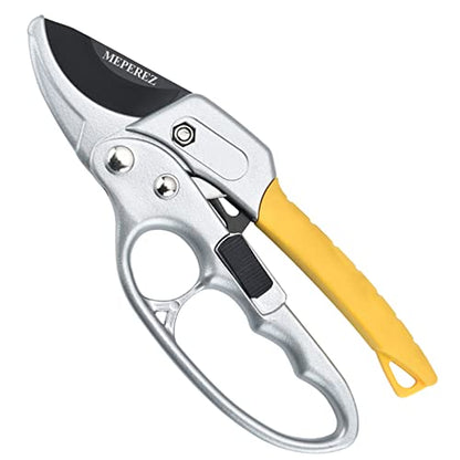 Germany Pruning Shears For Gardening, Arthritis Weak Hand Snips, 4x cutting power trimming, 1-Inch Cut Capacity Garden Clippers, Ergonomic handle, Rust resistant, high strength steel, Sharp - style: Yellow