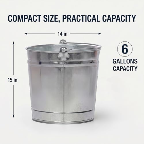 6 Gallon Galvanized Metal Pail for Bird Seed Pet Food Storage Can