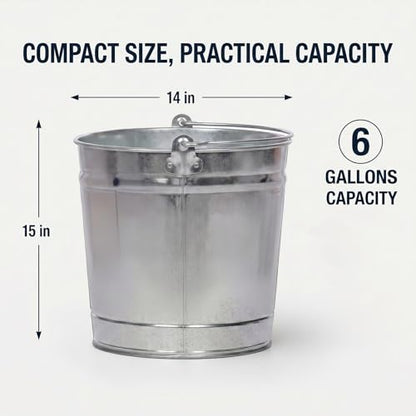 6 Gallon Galvanized Metal Pail for Bird Seed Pet Food Storage Can
