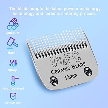 3-3/4FC Detachable Dog Blades Compatible with Andis/Oster A5 Grooming - color: Silver, size: 3-3/4FC 13mm