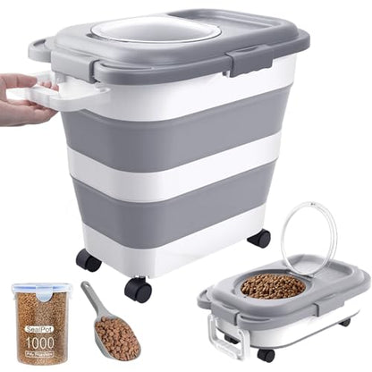 25-28Lbs Dog Food Storage Container Airtight,Collapsible Pet Food Storage - color: Grey/25-28 Lbs