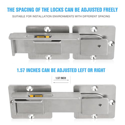 Double gate Latch with Padlock Holes, gate Latch for Wooden Fence,4mm Heavy Duty gate Latch,Adjustable barn Door Latch for Sliding and Swing Open Door
