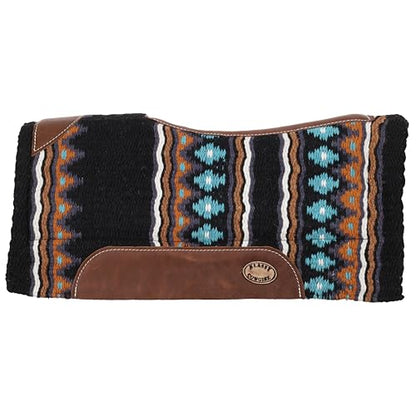 Barrel Style Orange, Black & Turquoise Memory Felt Saddle Pad, 28 inch x 30 inch
