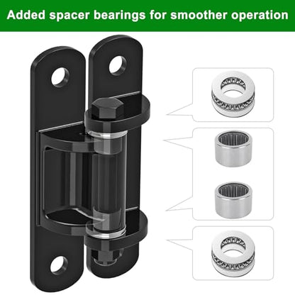 Insaga 6.7'' Heavy Duty Gate Hinges 1100LB Capacity, 6mm Steel Hinges with Bearings & Rust-Proof E-Coating, Bolt On Low-Profile Hinges for Fences, Driveway Gates, Locking Screws Anti-Sag Design (2Pcs) - color: Bolt hinge E-coated-180°-2Pack