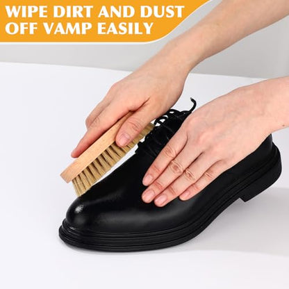 LemonRoad 20 Pcs Leather Upholstery Cleaning Brush Bulk Pig Soft Bristle Shoe Boot Brush Bulk Wooden Shoe Cleaning Scrub Brushes for Car Seats Leather Sofas Interiors Furniture Crafts Bags Shining