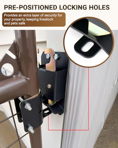 2 Way Farm Gate Latch, 2PC Heavy-Duty Fence Gate Latch with Self-Locking Nut, Black Livestock Gate Latch Compatible with Horse Corrals, Farms, Pastures, Stables, Ranches - size: 2PC