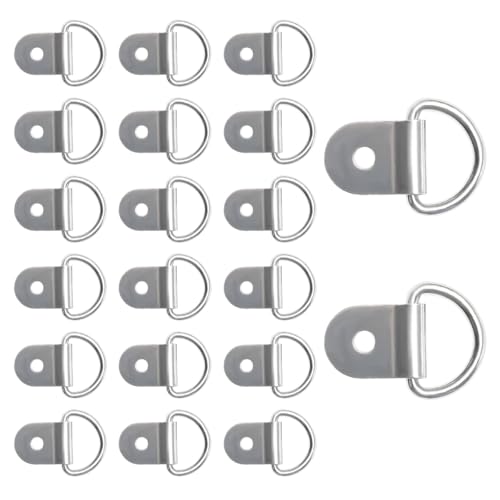 20PCS Small Steel D-Ring Tie Downs, Heavy Duty D Ring Tie Downs Strap Anchor Lashing Rings, Steel Tie-Down Hooks for Loads on Case Truck Cargo Trailers RV Boats, Car Accessories (Silver) - color: Silver, 20pcs