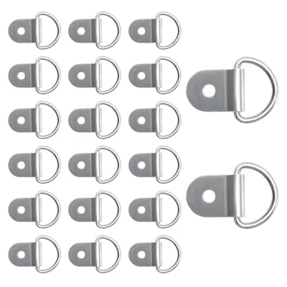 20PCS Small Steel D-Ring Tie Downs, Heavy Duty D Ring Tie Downs Strap Anchor Lashing Rings, Steel Tie-Down Hooks for Loads on Case Truck Cargo Trailers RV Boats, Car Accessories (Silver) - color: Silver, 20pcs