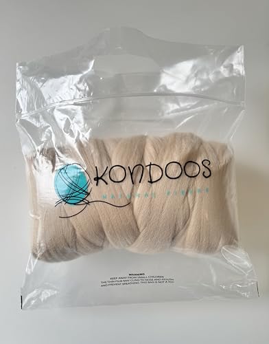 Cream Beige Wool Roving, 8 OZ. Best Wool for Needle Felting, Wet Felting, Handcrafts and Spinning - color: Cream Beige