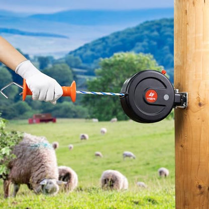 Electric Fence Gate Handle, Built in Diameter 6mm Electric Rope, Length 10M | Retractable, Enter and Exit Without Power Interruption, Uv Resistant, Highly Insulated, Easy To Install, 180° Installation - size: Wire Gate Handle - 10M