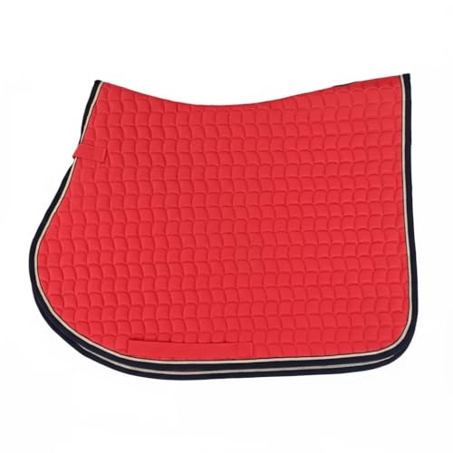 Premium English Horse Saddle Pad, Quilted Square Design, Available in Pink, Mint Green and Red etc, All-Purpose with Girth Straps (Red) - color: Red