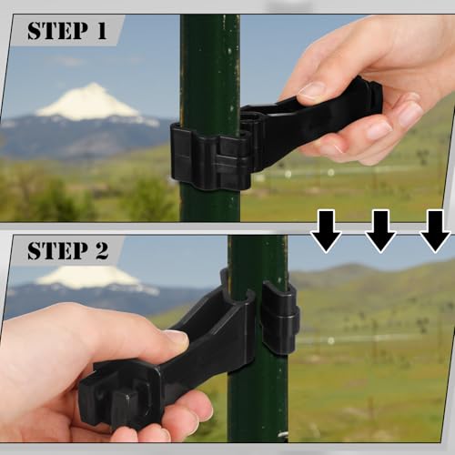 Outus 50pcs Reversed Extender Electric Fence TPost Insulators Snap, Black - color: Black