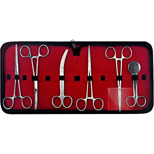 Veterinary Umbilical Cord Scissor Kit, Reusable, High-Grade Stainless Steel Autoclavable, Durable - 7 Pcs