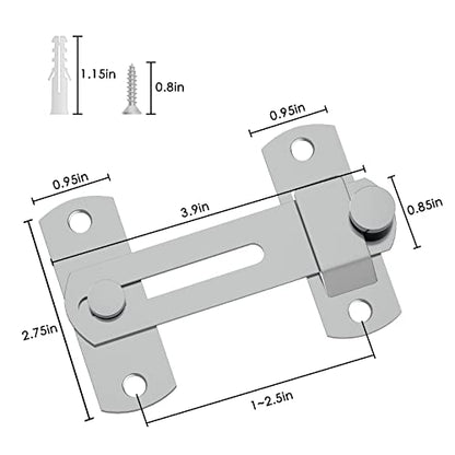 L'aimefois 180 Degree Flip Sliding Barn Door Lock for Privacy (Silver 1) - color: silver 1