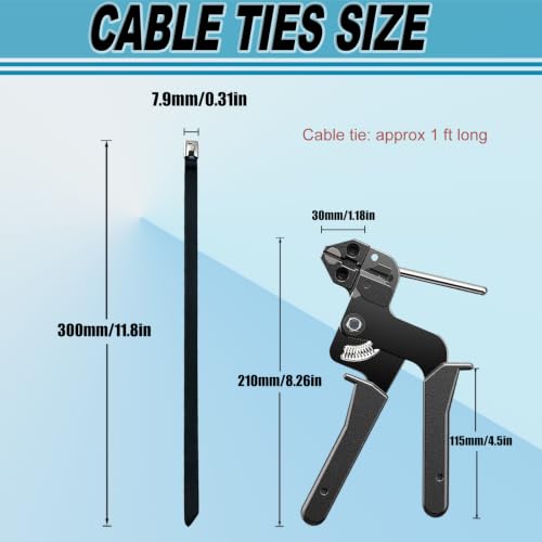 100PCS Cable Ties, 0.31X11.8 Inch Heavy Duty Black Metal Zip Ties - color: Black, size: 100PCS 3.1x15.75 Inch
