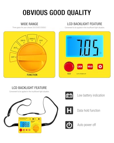 ALLOSUN - EM480B Audio Impedance Tester Digital LCD Insulation Resistance Megohmmeter Meter Tester with Bag