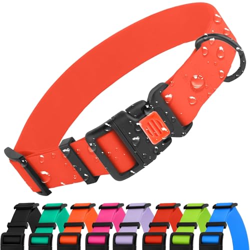 Heavy Duty Waterproof Dog Collar, PVC-Coated Nylon (Red, 18-26) - color: Red, size: Neck Fit 18"-26"