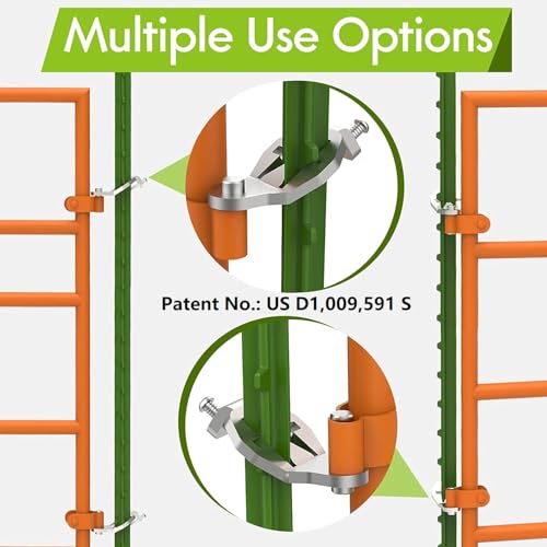 T-Post Gate Hinge Pins - Heavy Duty Gate Hanger, Hang a gate from a Metal T Post, Steel Gate Hinges Target Hanger for Farm Gate, Garden & Backyard Gate, Easy to Install. (Patent)