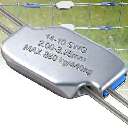 Adjustable Tension Fence Wire Joiner (50 Pack), Fits 14-11 Gauge / 2.0mm-3.25mm Wire, Ceramic Roller Fence Connector for High Tensile & Electric Fencing