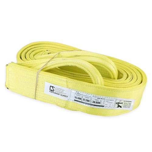 USA Made 4" x 20' Nylon 3-Ply Type 3 Eye & Eye Sling | 900 Webbing, Flat Eye Design, 15,300 lb Vertical, 12,200 lb Choker, 30,600 lb Basket - size: 4"x20'