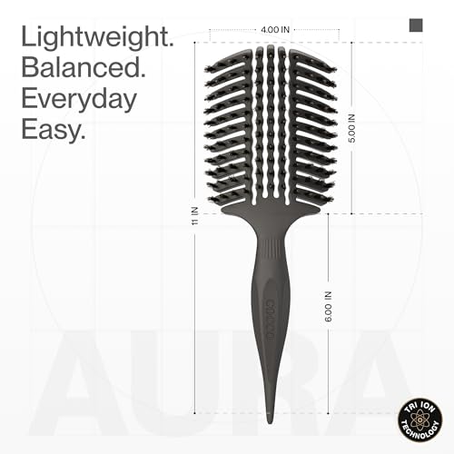 COCCO Aura Vent Boar Brush, Dual-Curved Design for Faster Drying - color: Black