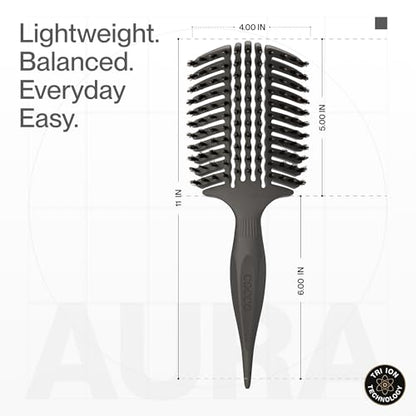 COCCO Aura Vent Boar Brush, Dual-Curved Design for Faster Drying - color: Black