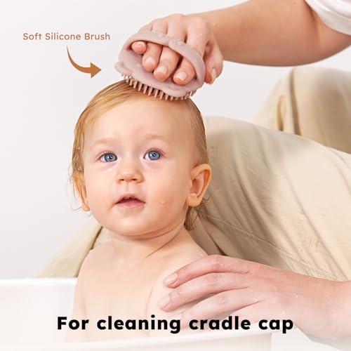 Yoofoss 4 Piece Baby Hair Brush and Comb Set，Wooden Baby Hair Brush with Natural Ultra Soft Goat Hair, Baby Comb Set for Boy, Girl - Pink - color: Pink