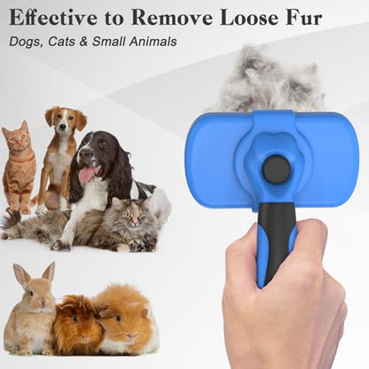 Swihauk Self Cleaning Slicker Brush - Skin Friendly Deshedding Grooming Tool for Dogs & Cats, Suitable for Shedding & Haired Pets, with Pet Supplies Accessories, Blue - color: Blue
