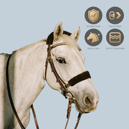 Soft Fleece Halter Covers for Horses BN Series (2-Piece, Brown) - color: Brown