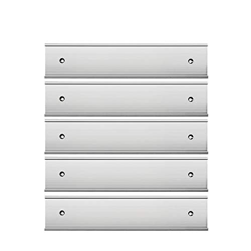 5 Pack 2“ × 8” Aluminum Name Plate Wall or Door Holder - Silver | Thickened Office Name Plate Wall Mount with Double Sided Tape,Fits Standard Size - color: Silver