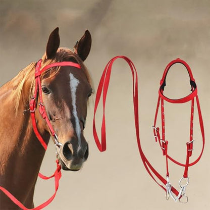 Draft Horse Bridle Anti-Tear Horse Riding Headstall | Equine Snaffle Noseband, Adjustable Soft Lined Equestrian Browband for Outdoor Use - size: Large