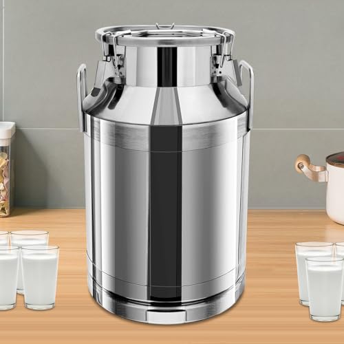 30L/8 Gallon Stainless Steel Milk Can,Heavy Duty Milk Jug Milk Bucket Wine Pail Bucket Bottle Stainless Steel with Sealed Lid for Milk and Wine Liquid Storage (40L/10.57 Gallon) - size: 40L/10.57 Gallon