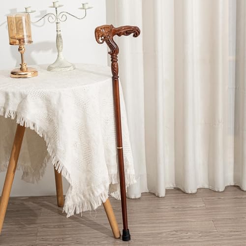 Hand Carved Wooden Walking Cane with Ergonomic Handle and Rubber Tip for Men and Women - Fashionable Unique Walking Stick for Seniors - 37 inch - style: Elephant