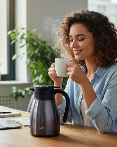 GiNT 1L / 34Oz Thermal Coffee Carafe, Insulated Stainless Steel Coffee Carafes for Keeping Hot/Double Walled Vacuum Thermal Carafe (Purple) - color: Purple, size: 34 Ounces