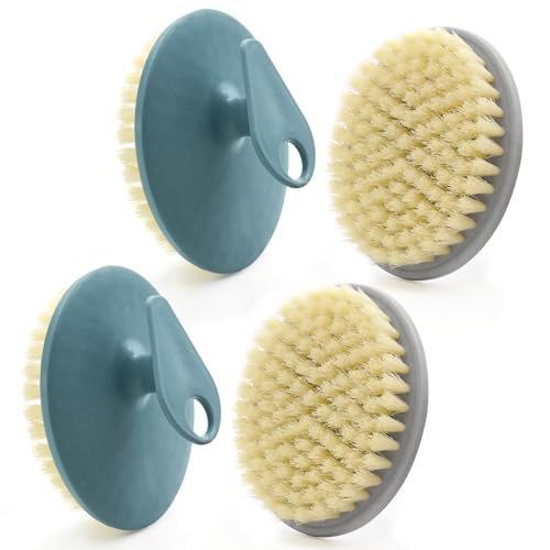 4 Pack Body Brushes, BEAUTAIL Gentle Exfoliating Shower Brush | Soft Bristle Body Scrubber for Sensitive Skin, Women & Men, Non-Slip Easy-Grip Handle, Durable Bath Brush (Blue+Gray) - color: Type4-blue+gray 4 Pcs