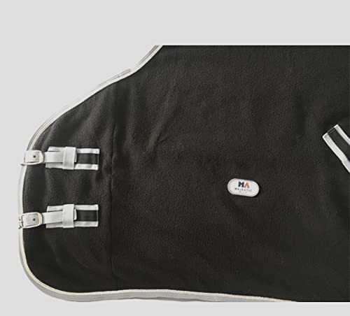 Majestic Ally Anti Pill Fleece Horse Blanket/Sheet with Silver Braided Rope (Black, 80) - color: Black, size: 80
