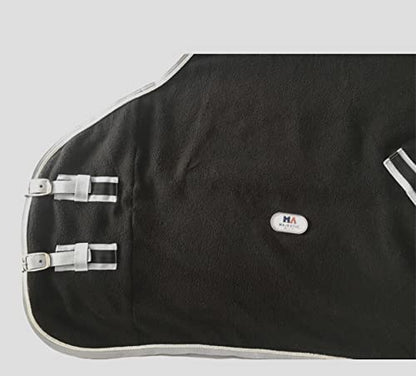 Majestic Ally Anti Pill Fleece Horse Blanket/Sheet with Silver Braided Rope (Black, 80) - color: Black, size: 80