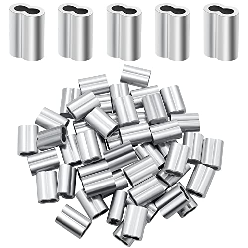 1/4 Aluminum Ferrules, Crimping Loop Sleeves 30PCS, Wire Rope Crimps | Aluminum Crimp Sleeves For Cable Ferrule And Wire Rope Connections. 1/4 Wire Rope Sleeves For Crimping Applications. - size: 1/4" (30PCS)